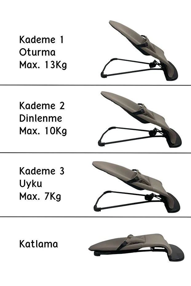 Üç Kademeli Sallanan Ana Kucağı, Katlanabilir